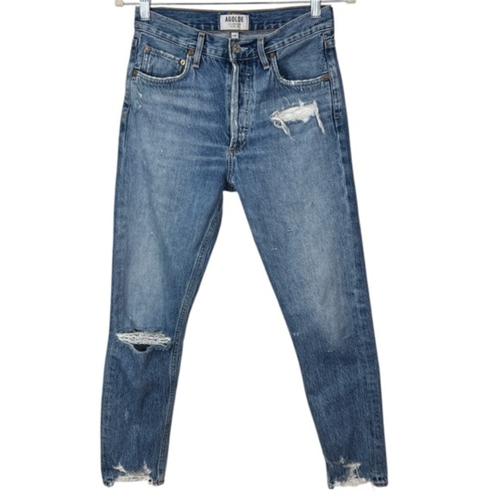 AGOLDE Jamie High Rise Slim Distressed Jeans Button Fly Size 25 100% Cotton